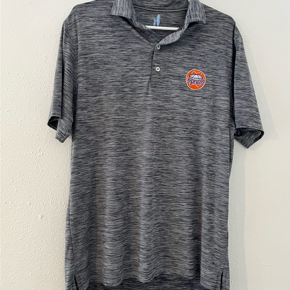 johnnie-O Gray Heather Polo with Orange Astros Crest